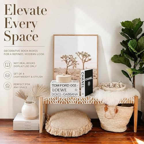 PROBENEX 4 Pcs Decorative Books | Faux White Coffee Table & Shelf Decor | Bright Scandinavian Look for Living Room, Office and Entryway - Not Real, Tool-Free 2-Min Setup thumbnail 5