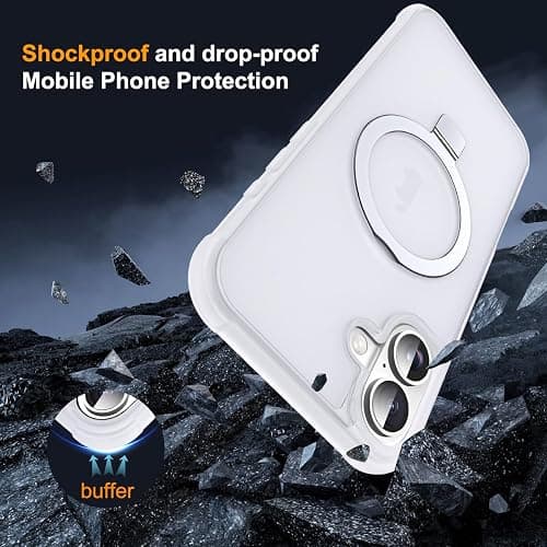 SKYLMW Compatible with iPhone 16 Plus Case with Stand,Translucent | iPhone 16 Plus Phone Case 6.7",Magnetic Ring Stand,Compatible with MagSafe,Military-Grade Protection,Great Grip Feeling thumbnail 7