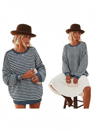 ETCYY Women's Oversized Sweaters Fall 2025 Fashion Winter Clothes Batwing Long Sleeve Knit Sweater Pullover Jumper Tops thumbnail 5