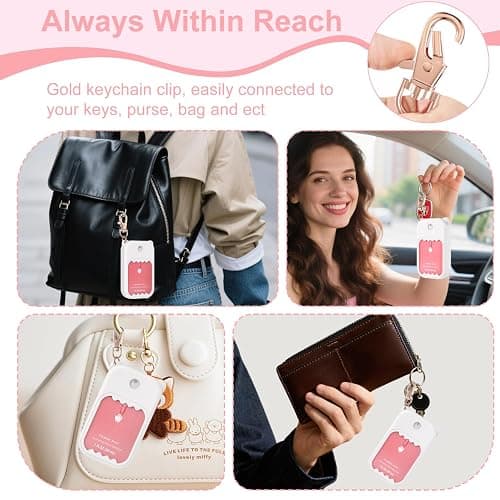 taessv Hand Sanitizer Spray Case for Touchland Silicone Touchland Case Keychain Cute Hand Sanitizer Spray Holder Compatible with Touchland Power Mist Gentle Mist Glow Mist, White thumbnail 7