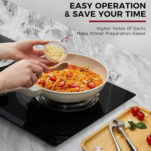 Kitessensu High Effective Garlic Press With Studs, Heavy Duty Garlic Mincer, Easy to Squeeze and Clean, Rust Proof & Dishwasher Safe, Ginger Crusher- Imperial Silver thumbnail 3