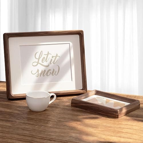 8x10 Picture Frame, USA-Sourced Natural Walnut Wood Photo Frame with Tempered Glass, Handcrafted Rounded Corner 8 x 10 Wooden Frame Matted to 5x7 Photos, Wall or Tabletop Display thumbnail 9