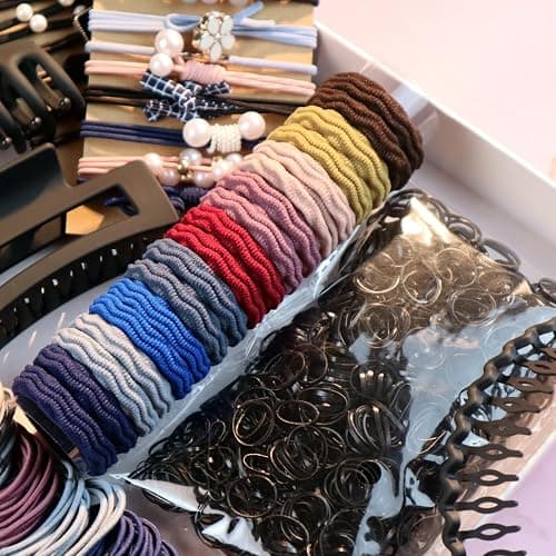 Hair Accessories Set for Women, Ponytail Holders, Hair Scrunchies, Hairbands, Scrunchy Hair Ties, Multicolour Colors and Styles (1149PCS(Dark color) thumbnail 5