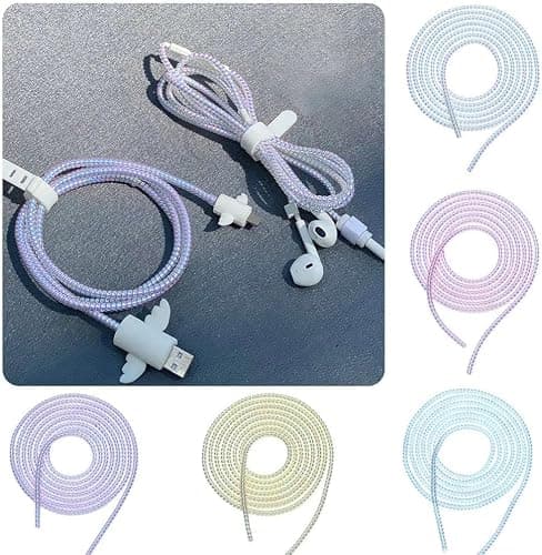 Cable Protector Animal Proof Wire Repair, Pink Cord Protector for Pets Headphone Saver Spiral Cable Wrap Strain Relief, Cord Sleeve for Phone Cable USB Date Cable thumbnail 5