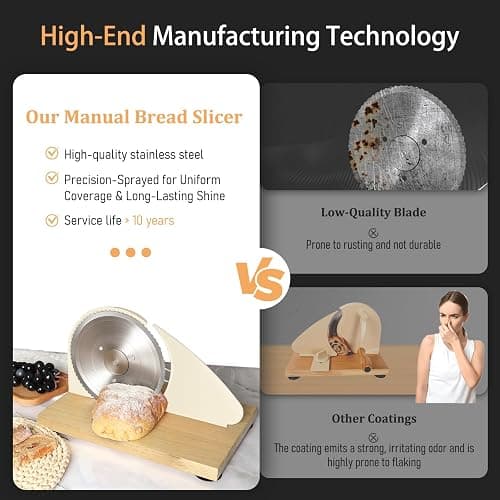 【Upgraded】Manual Bread Slicer for Homemade Sourdough Bread,Metal Guide & Adjustable Thickness, Hand Crank Bread Slicer with Scale Line and Suction Cup, Sharp Blade, Suitable for Sourdough Bread, Etc thumbnail 6
