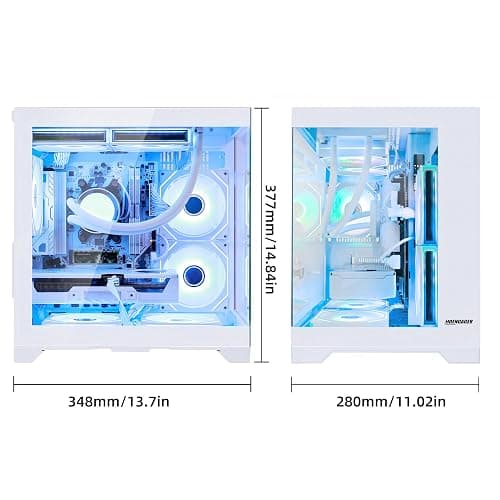 HOENGAGER Gaming PC Desktop, AMD Ryzen 5 9600X, GeForce RTX 5060 8GB, 16GB DDR5 RAM, 1TB PCIe SSD, 650W PSU, Windows 11, Prebuilt Computer, 240mm AIO & Software Controlled ARGB Fans, White thumbnail 5