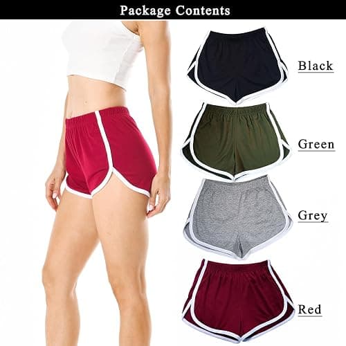 Cameway 4 Pack Women's Cotton Yoga Dance Short Pants Sport Shorts Summer Athletic Cycling Hiking Sports Shorts thumbnail 2