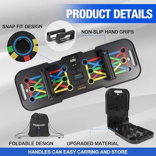 POSKOU Push Up Board Home Exercise Workout Fitness Gym Equipment Strength Training Press up Board thumbnail 4