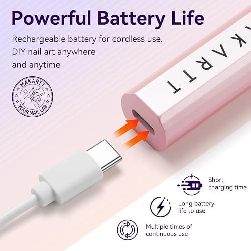 Makartt Handheld UV Light for Gel Nails - Portable Mini UV LED Nail Lamp Lumière Nail Dryer Fast Drying for Curing Nail Art Polish Rechargeable USB Nail Light with LCD 2 Timer for DIY Salon (Pink) thumbnail 5