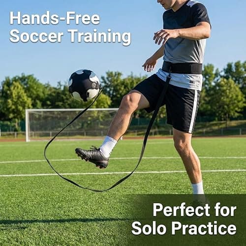 Soccer Training Equipment, Solo Soccer Kick Trainer with Reinforced Connection Points, Anti-Snap Practice Aid with Adjustable Waist Belt, Fits Ball Size 3 4 5, Multi-Sport Trainer for Soccerball thumbnail 2