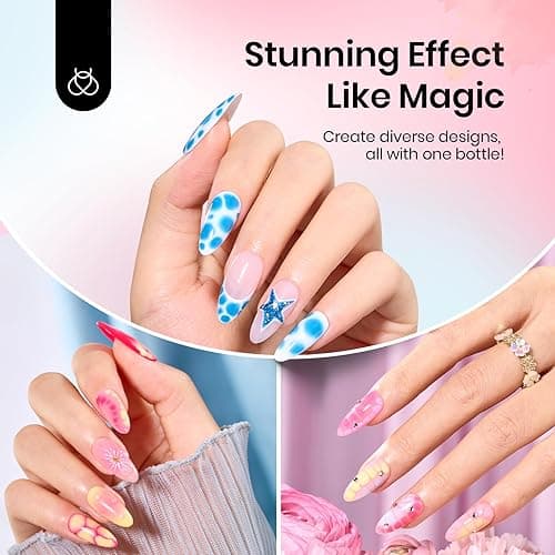 Beetles Blooming Gel, Blooming Gel Nail Polish Clear Uv Led Blossom for Spreading Effect Marble Natural Stone Watercolor Floral Print 10ml Soak off Diy Nail Art Design Manicure Gift for Women thumbnail 5