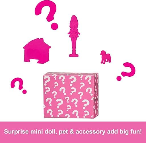 Barbie Mini BarbieLand Doll House Sets, Mini Dreamhouse with Surprise 1.5-inch Barbie Doll, Furniture & Accessories, Plus Elevator & Pool thumbnail 5