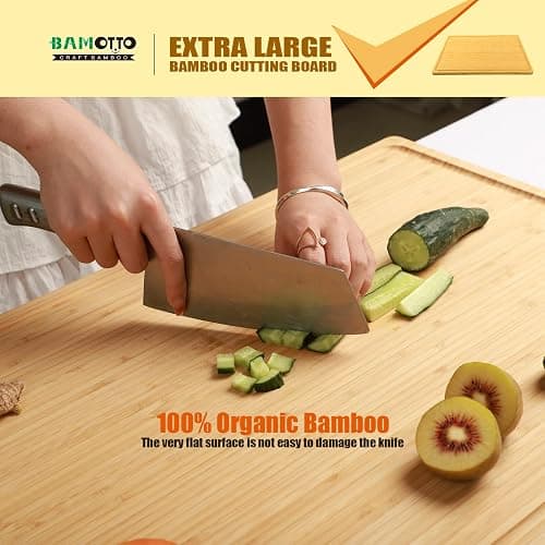  30x21 Inch Extra Large Bamboo Cutting Board, Stovetop Cover, Sink Cover, Noodle Board, with Detachable Legs, Juice Groove, Front Baffle, Ideal for Kitchen Countertop, Expanding Workspace - 30"L x 21"W thumbnail 6