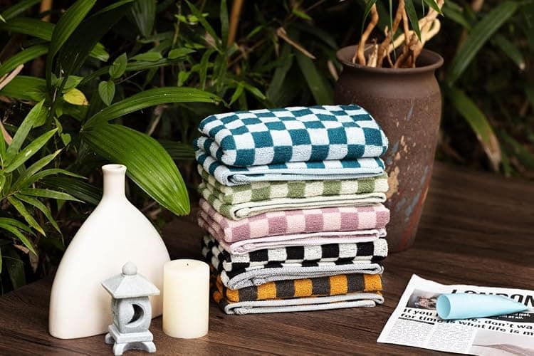 Madi-Cadi Hand Towels 5 Pack - Cotton Face Towels Soft, Absorbent, and Decorative Checkered Design for Bathroom, Kitchen, Gym, and Spa - 13 x 29 Inches for Any Occasion thumbnail 8