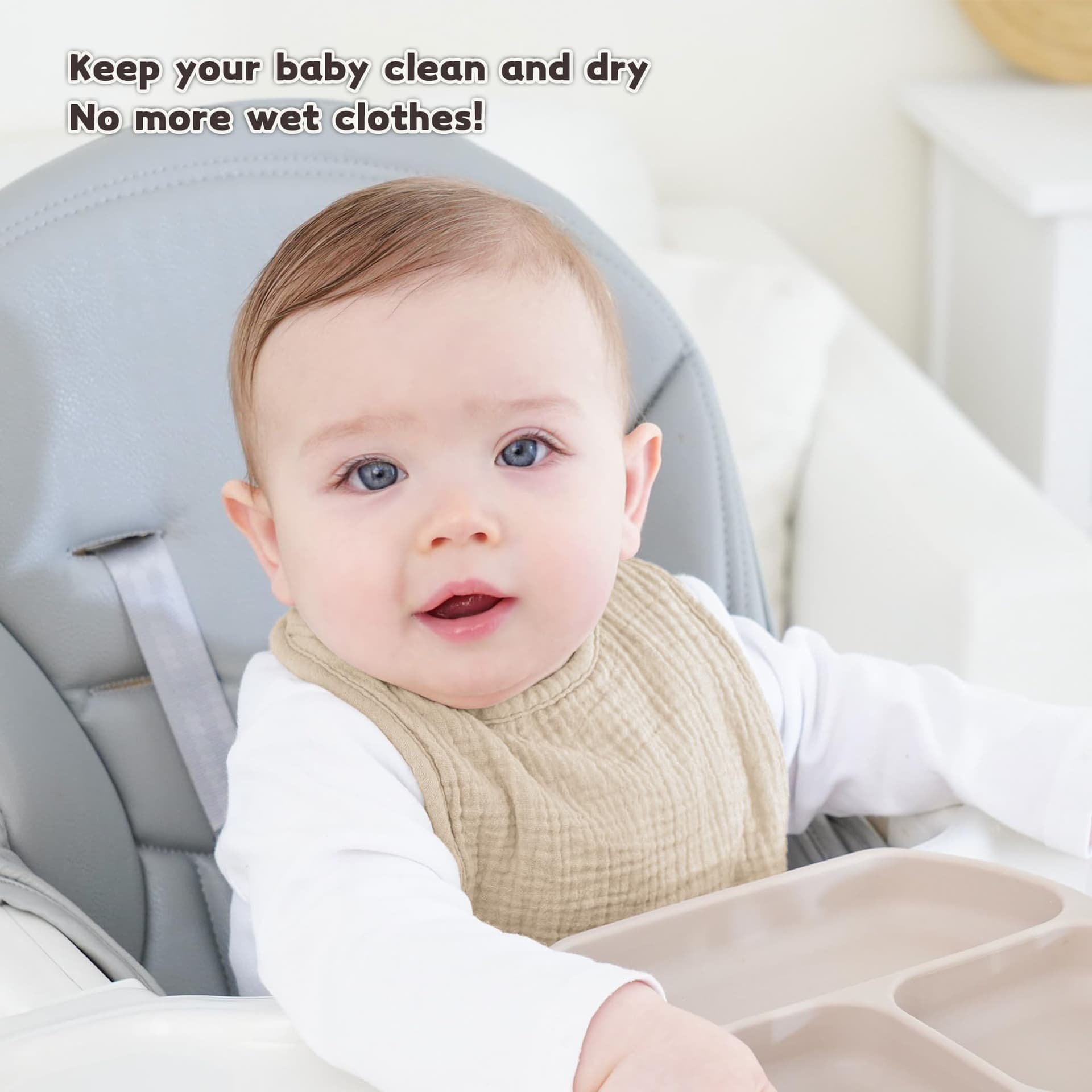 Susurration Muslin Baby Drool Bibs 10Pack Soft Square Adjustable Bandana Bibs for Unisex Baby Girls & Boys thumbnail 5