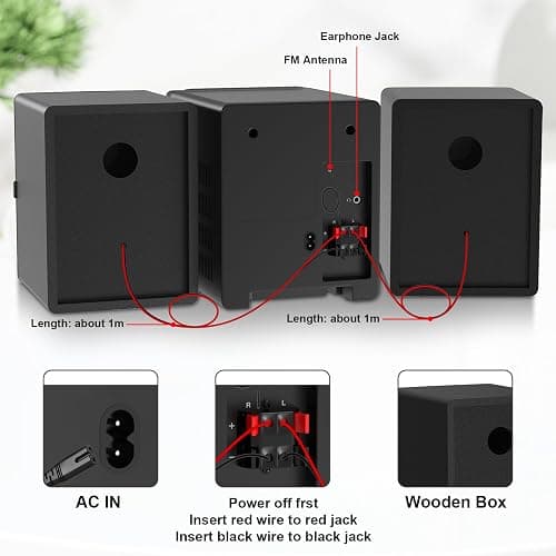 Compact Stereo System Speakers with CD Player, Bluetooth, FM Radio, Aux-in, USB-in, Earphone Jack, DSP-Tech, Remote, 30W Crisp-Sound Shelf Stereo System for Home (LP-886BT) thumbnail 6