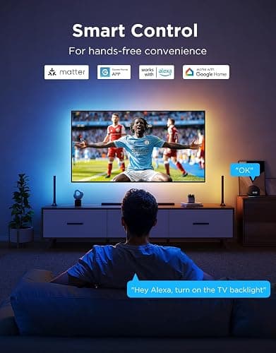 Govee TV LED Backlight 2, 14.4ft Cuttable TV Lights for 32-70 Inch TVs, Color Changing RGBWIC LED Strips Lights with 210+ Scene Modes & Music Sync, Smart APP and Voice Control, Easy Install thumbnail 6