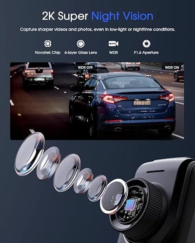 Dash Cam WiFi 2K, Car Camera with APP, External GPS, 1.5'' IPS Screen, Front Dash Camera for Cars, Mini Dashcams, WDR Night Vision, 24H Parking Monitor, Loop Recording, G-Sensor thumbnail 5