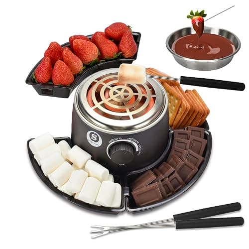 SANLE SOPFFY 2 in 1 Electric S'mores Maker & Fondue Pot,S'mores Maker Tabletop Indoor Kit with 4 Roasting Forks & 1 Flameless Temperature-controlled Heater,Christmas Gifts,Family Gifts - Image 1