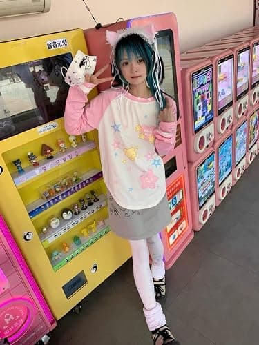 Crancious Y2k Stars Kawaii Shirt -Graphic Print Round Neck T Shirt Short Sleeve thumbnail 5