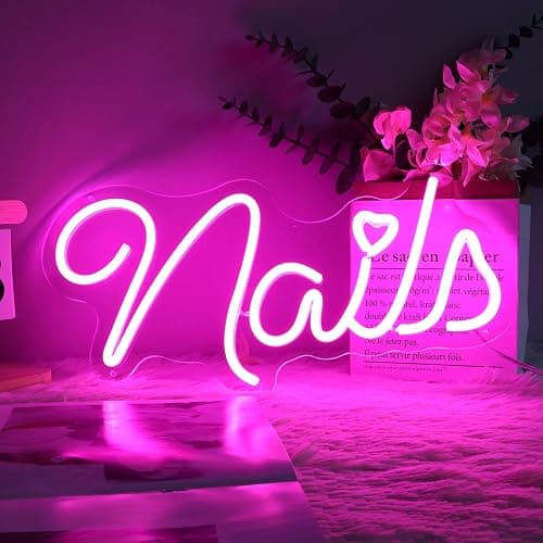 MinIeoh Nails Neon Sign, Nails LED Sign, Nail Salon Decor Open Welcome Signage Business Store Light, Nail Room Decor Beauty Salon Wall Decor Light Aesthetic Room Makeup Nail Studio thumbnail 2