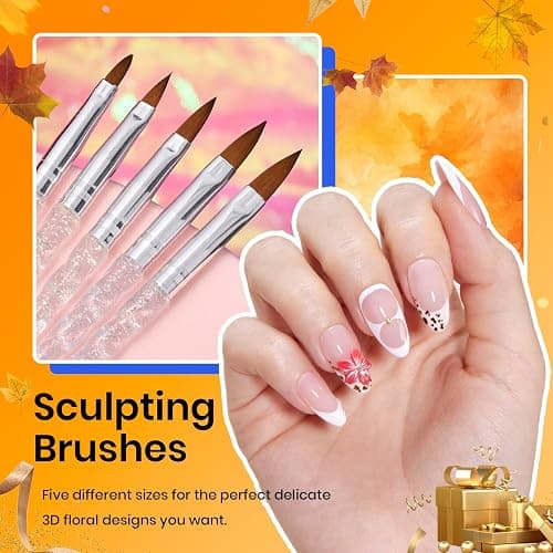 Beetles 31pcs Nail Art Brushes, Dotting Tools, Nail Art Pens, Dust Brush, Striping Liner Fingernail Drawing Pens with Palette Holder All in One for Starter Manicure Design Set thumbnail 4
