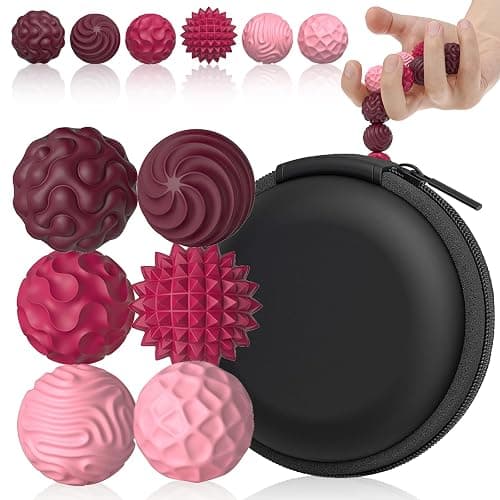 Silicone Magnetic Balls, Fidget Toys for Adults & Teens, 6PCS Stress Balls Sensory Toy, Quiet Magnet Desk Fidgets with Textured, ADHD Anxiety Relief Items, Fun Stocking Suffers Gifts (Red) - Image 1