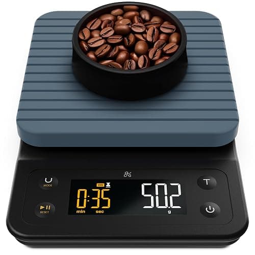 Greater Goods Digital Coffee Scale with Timer – Accurate 0.1g Precision, Multi-Color Display, Waterproof & Heat-Resistant Cover, for Pour-Over, Espresso, French Press, and Kitchen Use (Stone Blue) - Image 1