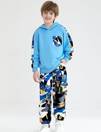 mksodopy Boys Clothes Boy Outfits 2-Piece Long Sleeve Hoodie and Camouflage Pants Boys Clothing for 6-16 Years thumbnail 4