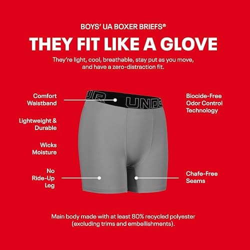 Under Armour boys Performance Boxer Briefs, Lightweight & Smooth Stretch Fit thumbnail 2