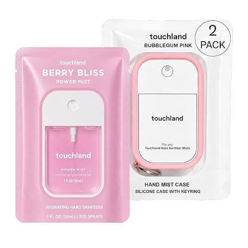 Touchland Pink Pop Set Berry Bliss Hydrating Hand Sanitizer Spray & Case | TSA ready Power Mist with skincare benefits & Bubblegum Pink case. Lush and joyful scent. - Image 1