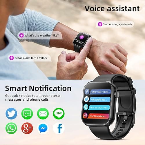 Hwagol Smart Watch (Answer/Make Calls), 1.85" Fitness Tracker, Smartwatch Heart Rate/Sleep Monitor/Pedometer/Calories, 140+ Sports Modes, Waterproof Women's Men's Fitness Watch for Android iOS - Black thumbnail 4
