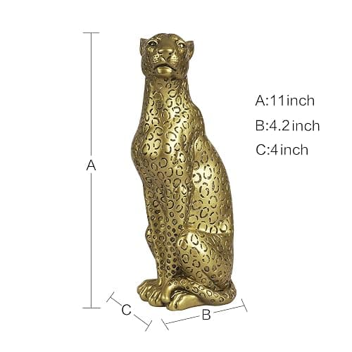Modern Polyresin 11" H Gold Cheetah Figurine Sitting Home Decor Realistic Antique Classical Leopard Resin Animal Ornament Statues Living Room Decor Ornament Figures thumbnail 3