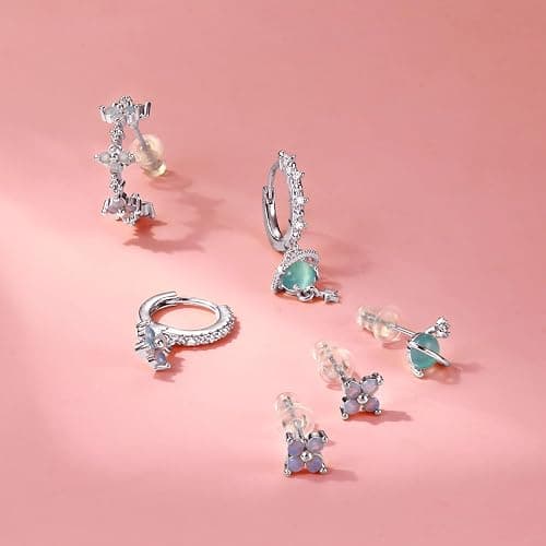 Sterling Silver Post Earrings for Women - Hypoallergenic Cartilage Earrings Dainty 14K Gold Plated Stud Huggie Hoop Earrings Dangle Chain Earrings Gold Plated Jewelry thumbnail 5