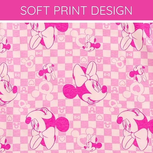 Disney Minnie Mouse Rainbow Floral T-Shirt and Chambray Shorts Outfit Set Infant to Big Kid Sizes (12 Months - 14-16) - 2T - Pink Checkerboard / Blue thumbnail 6
