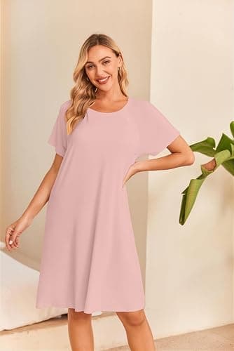 Ekouaer Women’s Nursing/Delivery/Labor/Hospital Nightdress Short Sleeve Maternity Nightgown with Button S-XXL thumbnail 5