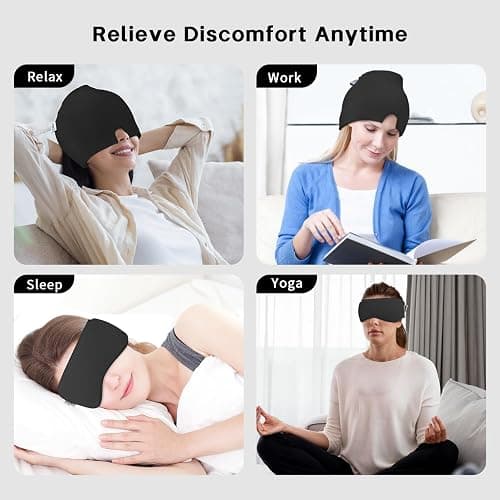 my novel things Migraine Relief Cap, Headache Relief Cap 2PCS with Gel Cooling Eye Mask, Hot Cold Therapy Ice Cap, Cold Compress for Head Sinus, Puffy Eyes, Tension and Stress Relief thumbnail 7
