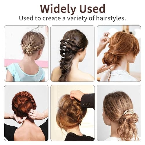 Cehony U Shaped Hair Pins, 200 Count Buns Waved Hair Pins for Updos with Box for Women Lady Girls Bobby Pins French Historical Hair Styling Pins Hair Accessories (Brown, 2.4 Inch) thumbnail 5