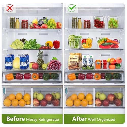 Set Of 10 Refrigerator Pantry Organizer Bins, Clear Plastic Food Storage Bins for Kitchen, Countertops, Cabinets, Fridge, Freezer, Bedrooms, Bathrooms, Fridge Organizer Bins Pantry Storage Containers thumbnail 6
