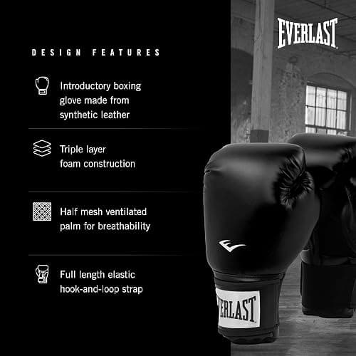 Everlast Prostyle 2 Boxing Gloves, Entry Level Training Gloves for Men and Women, Secure Fit Hook and Loop Closure & Ventilation, Heavy Bag & Speedbag Training thumbnail 3