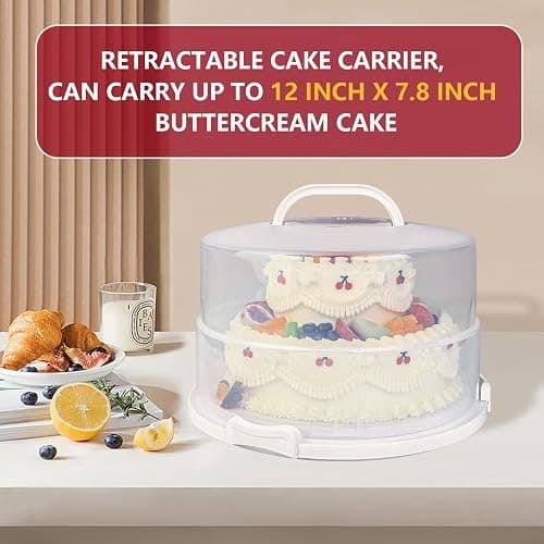Tmrioplep 12 Inch Cake carrier Container with Lid and Handles Includes Insulated Bag for Safe Transportation of Buttercream Doesn't Melt Easy for Cakes, Pies and Cupcakes (Red) thumbnail 3