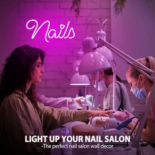 MinIeoh Nails Neon Sign, Nails LED Sign, Nail Salon Decor Open Welcome Signage Business Store Light, Nail Room Decor Beauty Salon Wall Decor Light Aesthetic Room Makeup Nail Studio thumbnail 5