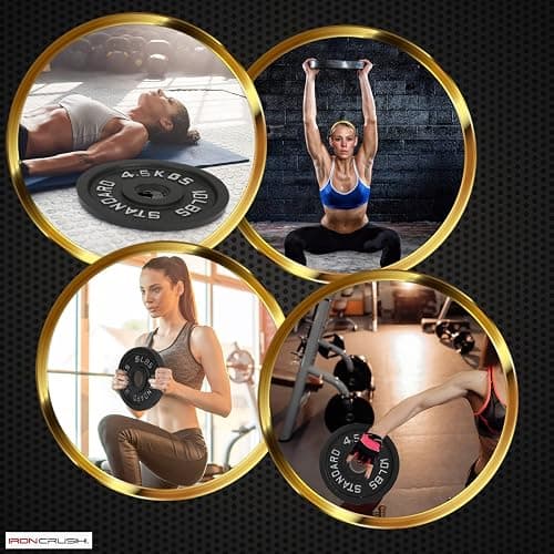 Cast Iron Olympic Weight Plates – Free Weights with 2-inch Hole & Anti-Rust Hammertone Finish - Ideal for Strength Training, Crossfit Equipment & Home Gym Set – Sold in Pairs - 2.5LB–45LB thumbnail 5
