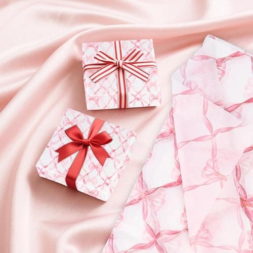10 Sheets 50× 70 cm Pink Bow Tissue Paper, Gift Wrapping Paper with Bow Print for Baby Showers, Birthdays, Weddings & Crafts thumbnail 4
