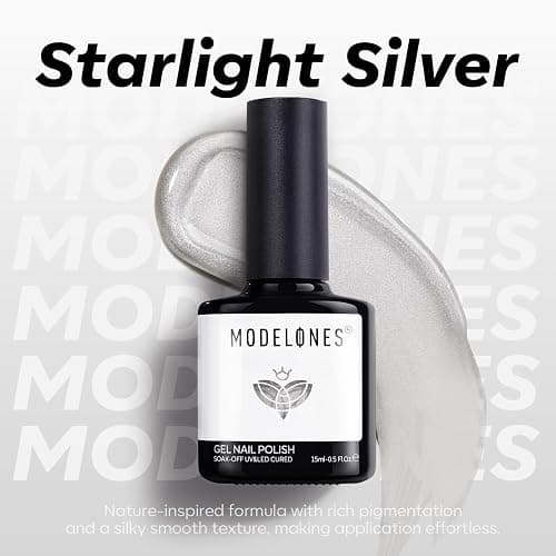 Modelones Glassy Cat Eye Gel Nail Polish, 15 ML Silver Glitter Holographic Glass Cat Eye Summer Jelly Shimmer Reflective Translucent Gel Magnetic Nail Polish for Women Girl thumbnail 4