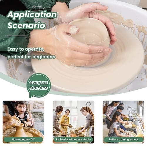 Huanyu Pottery Wheel 10" with Manual Switch(No Foot Pedal), Electric Ceramic Machine with Detachable Basin Art Clay DIY Sculpting Tool Kit thumbnail 3