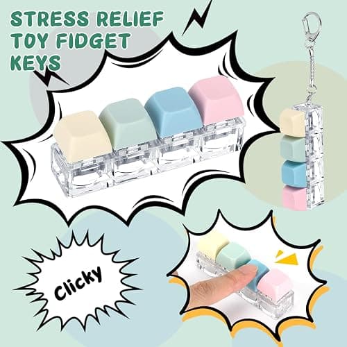 Axlksia Keyboard Fidget Toy, Fidget Clicker Keyboard Fidget Keychain, Button Fidget Gifts for Adults to Relieve Stress and Pass Time (Style B) thumbnail 5
