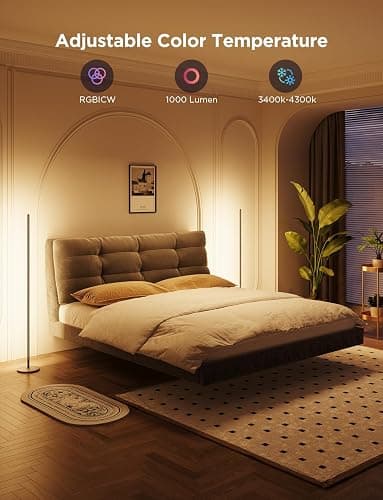 Govee RGBIC Floor Lamp Basic 2-Pack, Compatible with Alexa, LED Smart Standing Lamp with Voice Control, Color Changing Bedside Floor Lamp for Bedroom, Nightstand Corner Lights, Black thumbnail 3