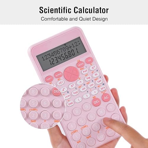 EooCoo 2-Line Standard Scientific Calculator, Portable and Pink School Supplies, Back to School Supplies for Primary Middle High School & College Students thumbnail 5