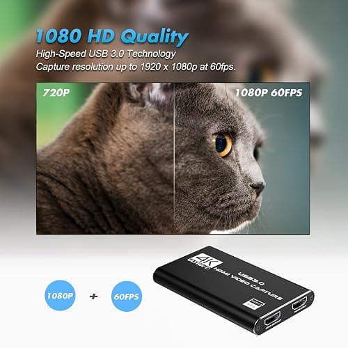 Capture Card Nintendo Switch, 4K HDMI Video Capture Card, 1080P 60FPS, HDMI to USB 3.0 Capture Card for Streaming Work with Camera/Xbox/PS4/PS5/PC/OBS thumbnail 4